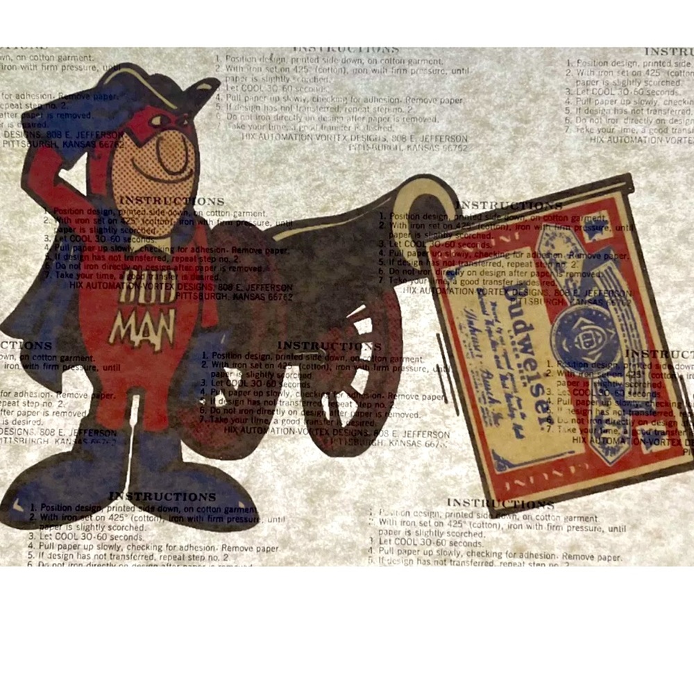 Vintage 1970’s Budweiser Budman Iron transfer